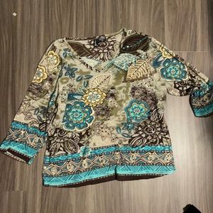 Embellished v-neck Cotton Top Large